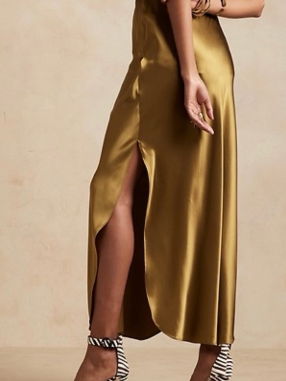 Banana Republic Olive Satin Maxi Skirt - Picture 2 of 6